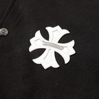 Chrome Hearts Cross Embroidered Leather Sleeve Varsity Jacket - Black Street Style 116