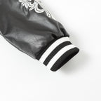 Chrome Hearts Cross Embroidered Leather Sleeve Varsity Jacket - Black Street Style 116
