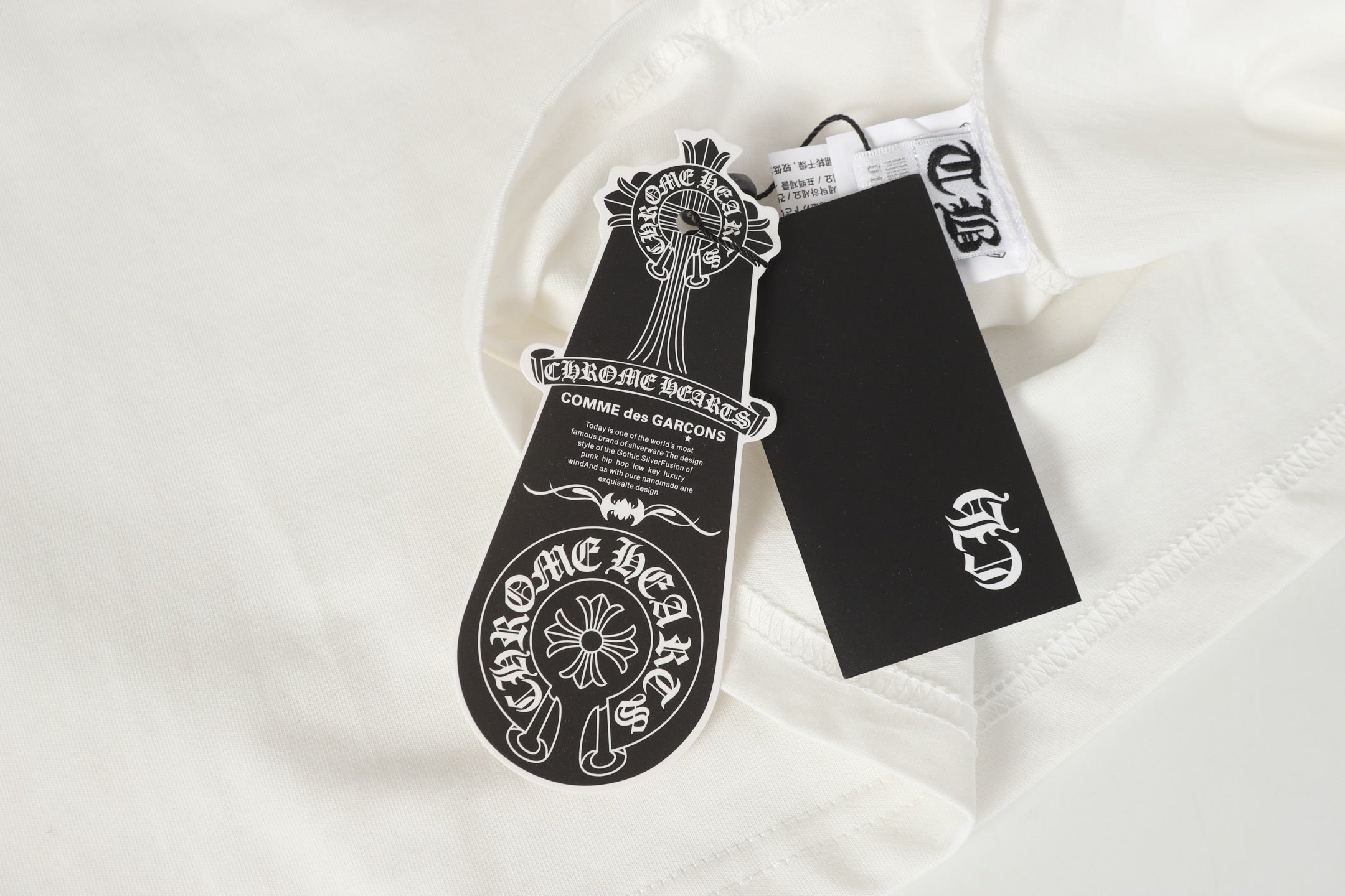 Chrome Hearts Logo Flag Long Sleeve Tee - Black White Gothic Street T-Shirt K2126